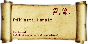 Pászti Margit névjegykártya